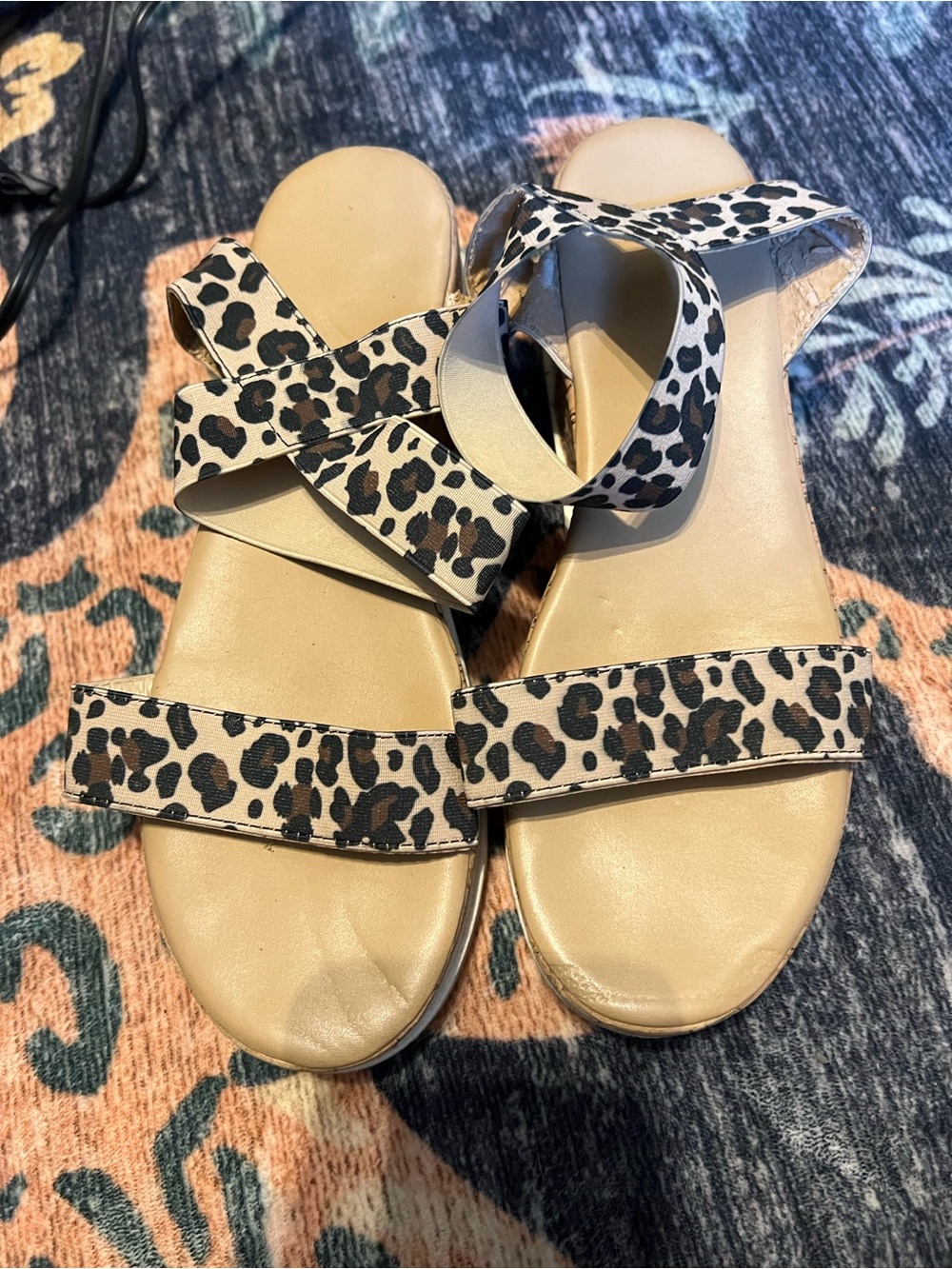 Amazon Women's Leopard-Print Espadrille Slide Sandals - Tan & Black
